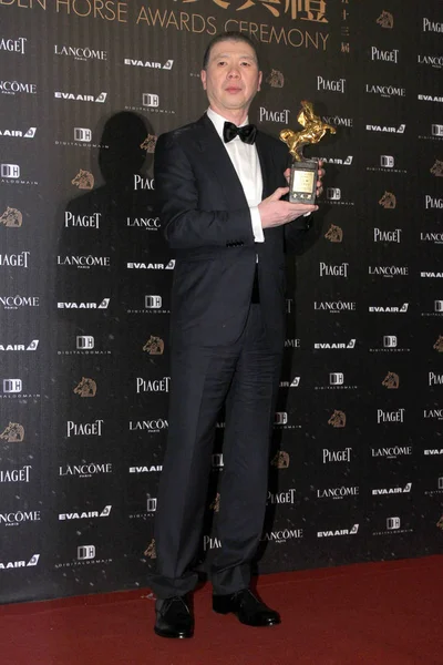 Chinese Director Feng Xiaogang Poses His Trophy Best Director His — Stock Photo, Image