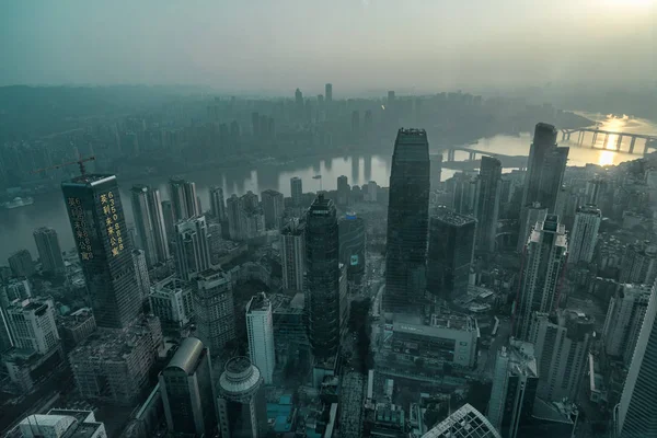 Skyline Felhőkarcolók Sokemeletes Épületek Jiefangbei Cbd Más Néven Jiefangbei Kereskedelmi — Stock Fotó