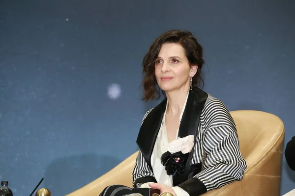 Actriz Francesa Juliette Binoche Asiste Una Conferencia Prensa Del Taipei — Foto de Stock