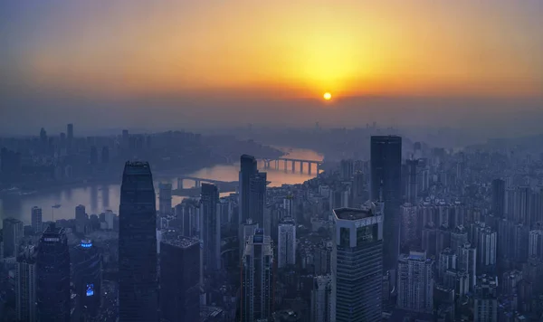 Skyline Van Yubei Schiereiland Met Wolkenkrabbers Hoogbouw Jiefangbei Cbd Ook — Stockfoto