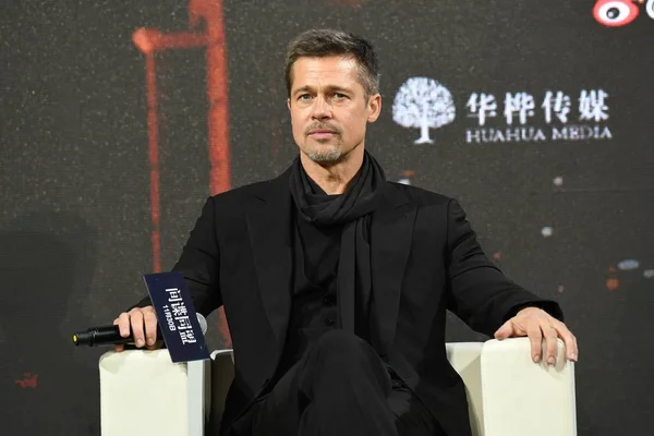 Amerikaans Acteur Brad Pitt Woont Een Persconferentie Zijn Nieuwe Film — Stockfoto