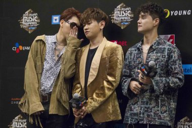 Members of South Korean boy group ZICO X Crush X DEAN attend a press conference for the 2016 Mnet Asian Music Awards (MAMA) in Hong Kong, China, 2 December 2016.