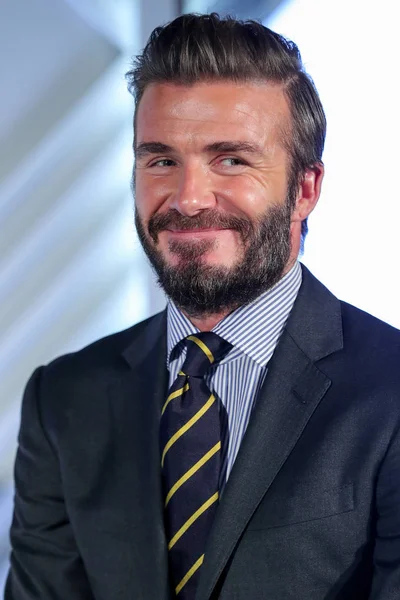 Bintang Sepak Bola Inggris David Beckham Menghadiri Konferensi Pers Untuk — Stok Foto