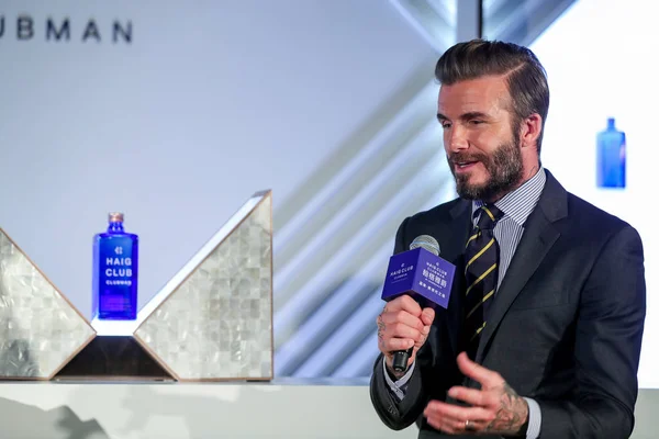 Stella Del Calcio Inglese David Beckham Partecipa Una Conferenza Stampa — Foto Stock