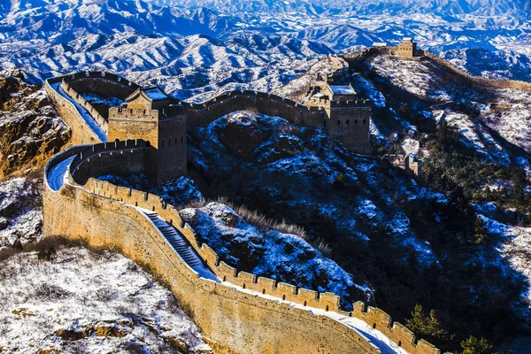 Landscape Jinshanling Great Wall Snow Luanping County Chengde City North — Stock Photo, Image