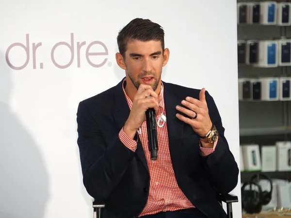 Estrela Natação Americana Michael Phelps Participa Evento Promocional Para Batidas — Fotografia de Stock