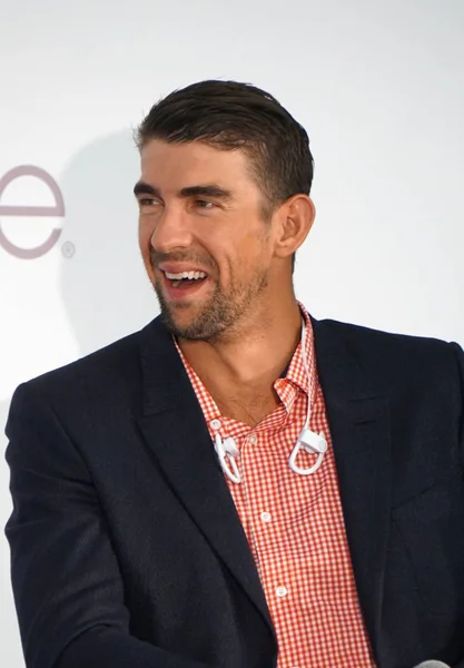 Amerikai Úszó Csillag Michael Phelps Részt Vesz Egy Promóciós Esemény — Stock Fotó
