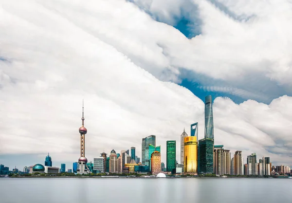 Horizonte Del Río Huangpu Distrito Financiero Lujiazui Con Torre Perla — Foto de Stock