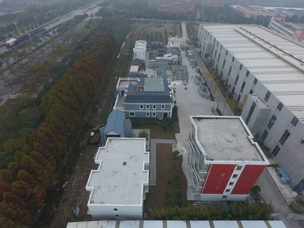 Aerial View Buildings Made Printer Shanghai Winsun Decoration Design Engineering — Stock Photo, Image