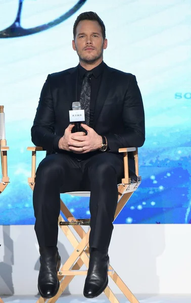 American Actor Chris Pratt Attends Press Conference Promote His New — Stock Photo, Image