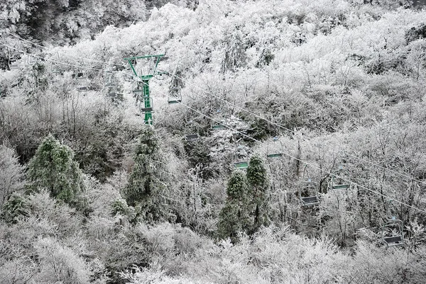 Weergave Van Rime Bedekte Bomen Tianmen Mountain Tianmenshan Berg Zhangjiajie — Stockfoto