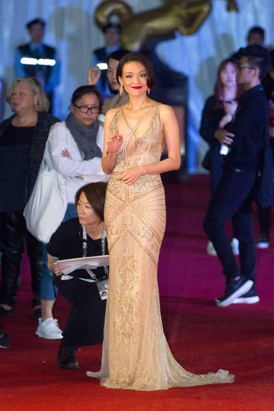 Taiwanese Actress Shu Arrives Red Carpet 53Rd Golden Horse Awards — Stock Photo, Image