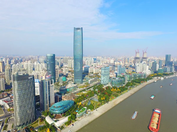 Skyline Huangpu River Puxi White Magnolia Plaza Tallest Other High — Stock Photo, Image