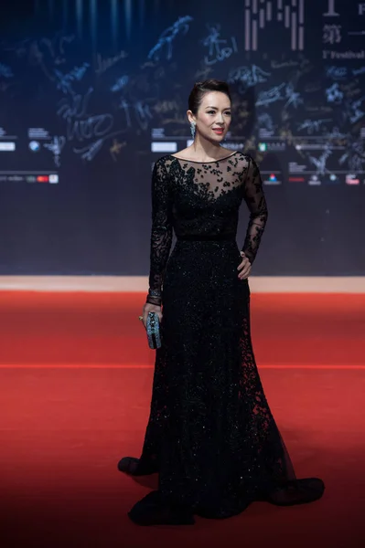 Κινέζα Ηθοποιός Ζανγκ Ζιγί Φτάνει Στο Κόκκινο Χαλί Για Διεθνές — Φωτογραφία Αρχείου