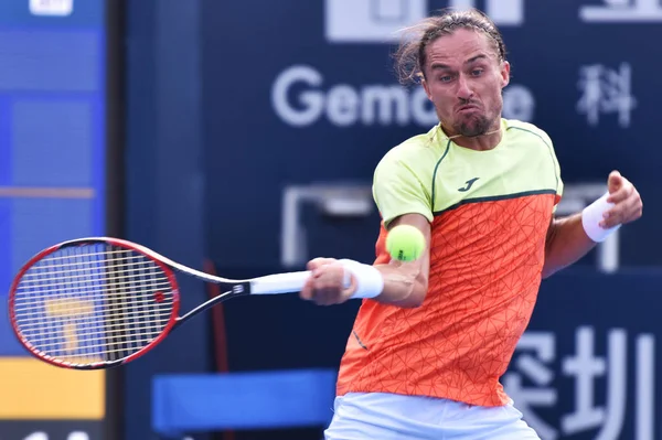 이스라엘의 Dudi Sela 우크라이나의 알렉산드르 Dolgopolov 그들의 경기는 단식의 중국의 — 스톡 사진