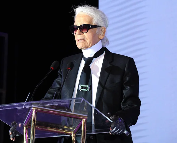 Diseñador Moda Alemán Karl Lagerfeld Habla Gran Ceremonia Moda Digital — Foto de Stock