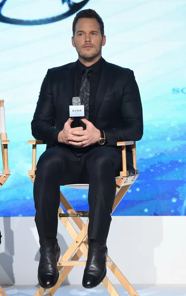 American Actor Chris Pratt Attends Press Conference Promote His New — Stock Photo, Image