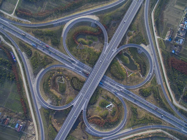 Een Luchtfoto Van Een Klaverblad Viaduct Van Nationale Snelwegen 204 — Stockfoto