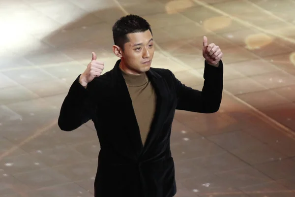 Medallista Oro Chino Tenis Mesa Olímpico Zhang Jike Posa Antes — Foto de Stock