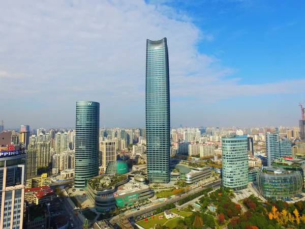 Skyline Puxi Com White Magnolia Plaza Mais Alto Outros Edifícios — Fotografia de Stock