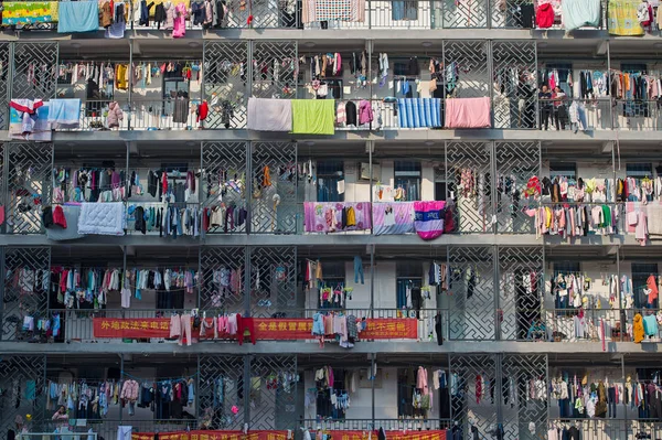 Les Étudiantes Assèchent Leurs Courtepointes Leurs Vêtements Soleil Université Hubei — Photo