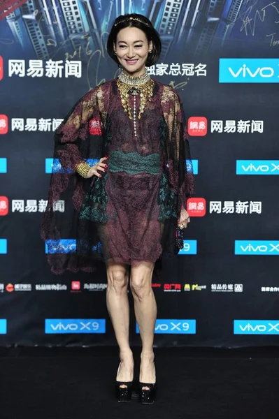 Attrice Hong Kong Kara Wai Arriva Cerimonia Dei Netease Attitude — Foto Stock