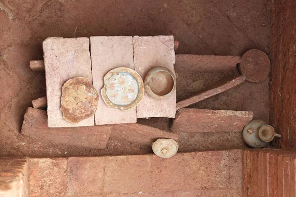 Vista Reliquias Desenterradas Una Las Tumbas Antiguas Que Abarcan Desde — Foto de Stock