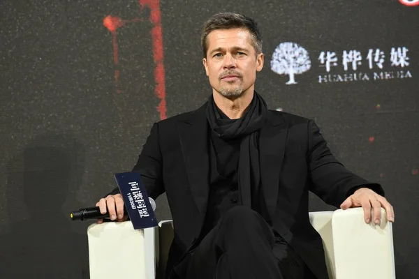 Amerikaans Acteur Brad Pitt Woont Een Persconferentie Zijn Nieuwe Film — Stockfoto