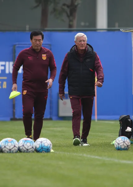 Head Coach Marcello Lippi Right Chinese National Men Football Team — Stock Photo, Image