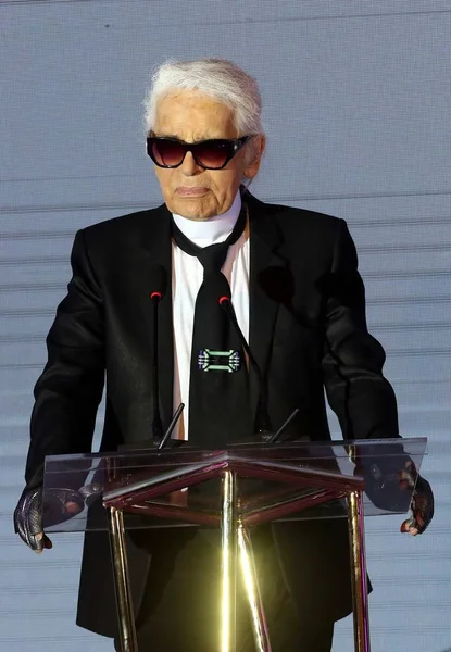 Diseñador Moda Alemán Karl Lagerfeld Habla Gran Ceremonia Moda Digital — Foto de Stock