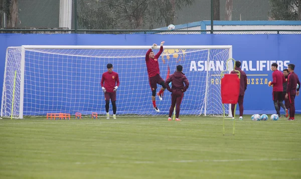 Futebolistas Seleção Chinesa Futebol Masculino Participam Uma Sessão Treinamento Para — Fotografia de Stock