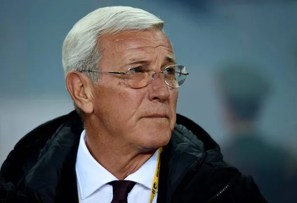 Entrenador Jefe Marcello Lippi Selección Fútbol Masculina China Observa Sus — Foto de Stock