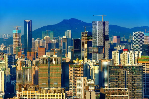 Vista Arranha Céus Edifícios Altos Distrito Nanshan Cidade Shenzhen Província — Fotografia de Stock