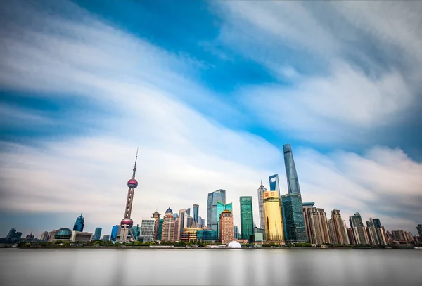 Horizonte Del Río Huangpu Distrito Financiero Lujiazui Con Torre Perla — Foto de Stock