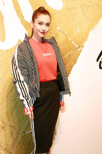 香港の女優アンジェラベイビー 上海でアディダスのプロモーション イベントに出席 2019 — ストック写真