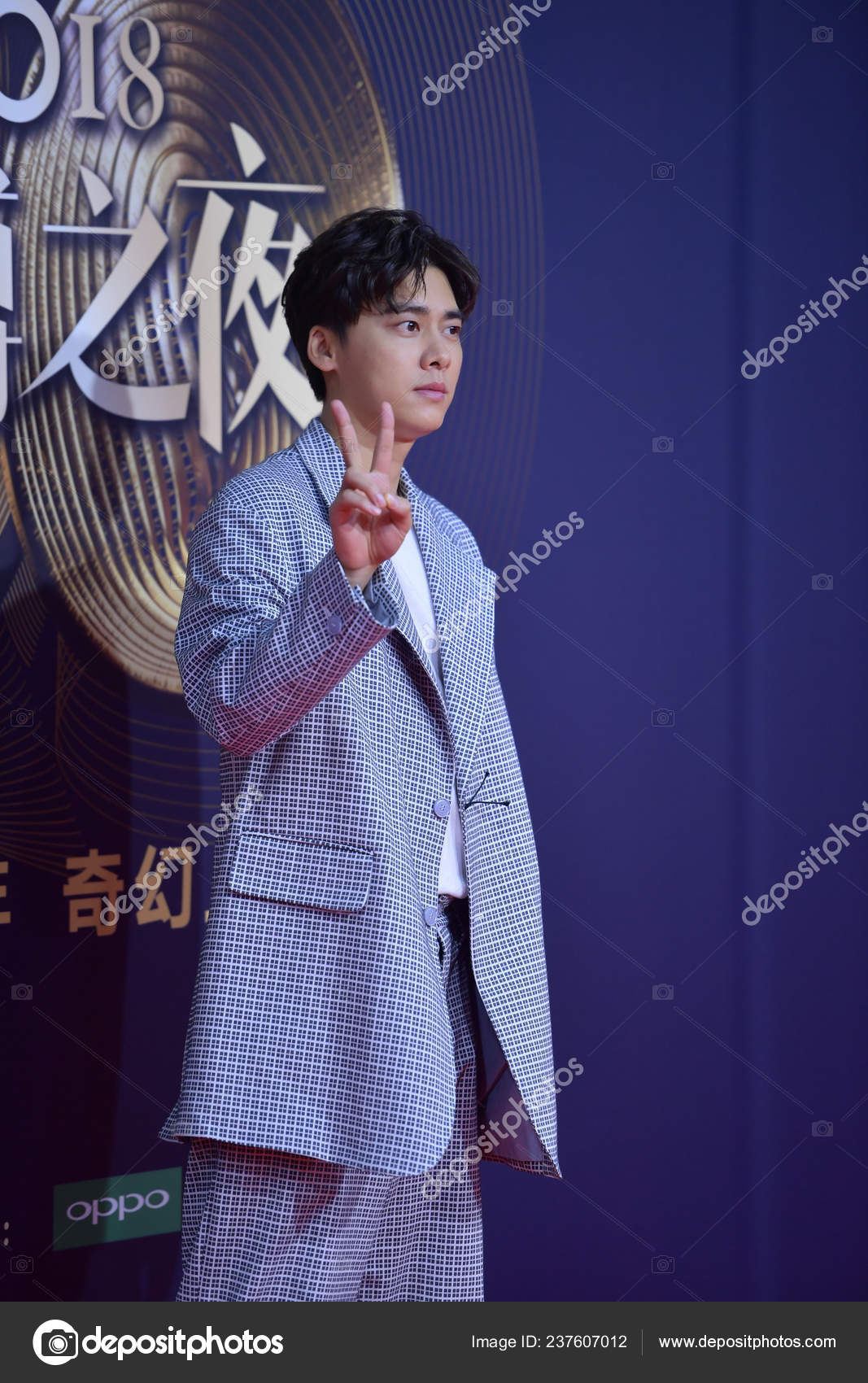 中国俳優李宜豊生じるように彼が 2019 Weibo 2018 中国でのレッド カーペットに到着 — ストック編集用写真©IC  Photo#237607012