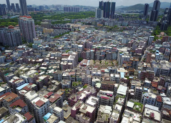 古い住宅と 2017 日南中国広東省深セン市に白石洲アーバン ビレッジで建物の空中写真 — ストック写真