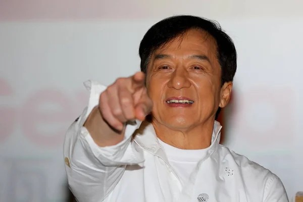 Hong Kong Kungfu Superstar Jackie Chan Uczęszcza Impreza Promocyjna Dla — Zdjęcie stockowe