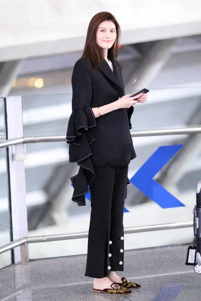 Chinese Model Sui Pictured Beijing Capital International Airport Beijing China — Stock Photo, Image