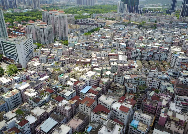 Vue Aérienne Vieilles Maisons Bâtiments Résidentiels Dans Village Urbain Baishizhou — Photo