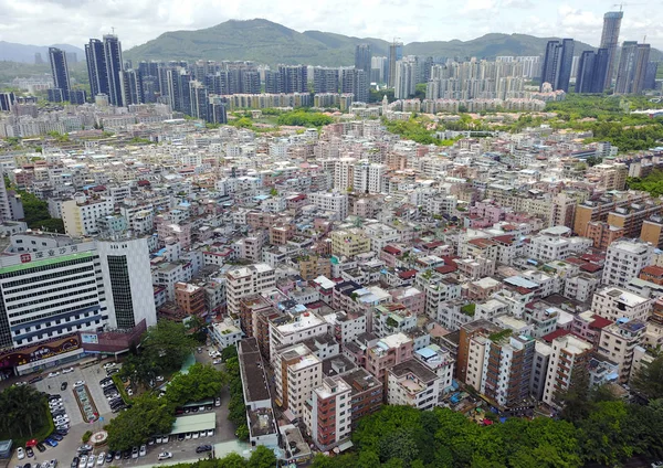 Veduta Aerea Vecchie Case Edifici Residenziali Nel Villaggio Urbano Baishizhou — Foto Stock