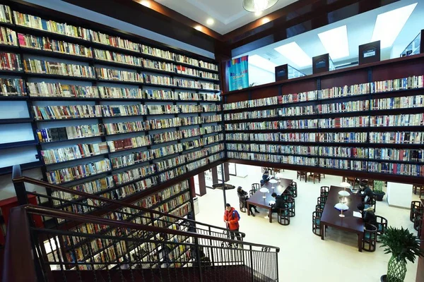 Vista Interior Biblioteca Pública Estilo Harry Potter Distrito Gongshu Ciudad — Foto de Stock