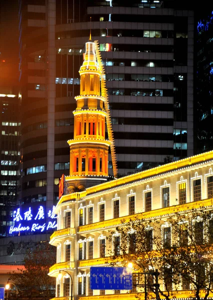 Éjszakai Kilátás Kivilágított Shanghai Dashijie Más Néven Nagy Világ Szórakoztató — Stock Fotó