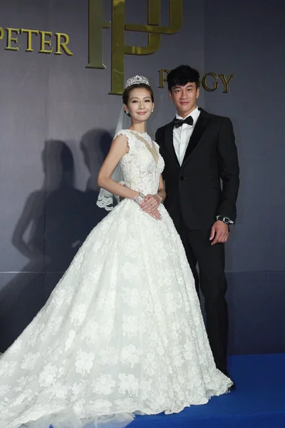 Taiwanese Actor Peter Poses His Wife Peggy Wedding Taipei Taiwan — Stock Photo, Image