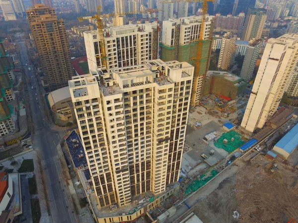 Nieuwe High Rise Residentiële Flatgebouwen Zijn Aanbouw District Hongkou Shanghai — Stockfoto