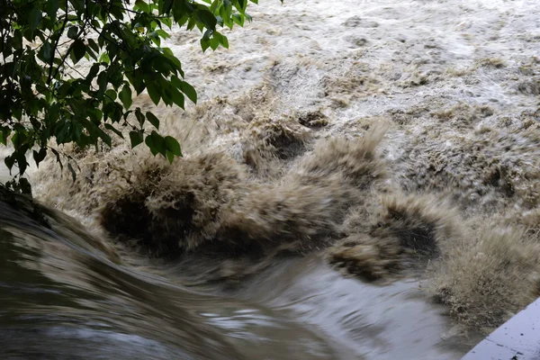 View Torrential Flood Xiangjiang River Xiang River Caused Heavy Rains — Stock Photo, Image