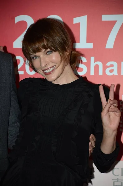 Actrice Américaine Milla Jovovich Assiste Une Conférence Presse Lors 20E — Photo