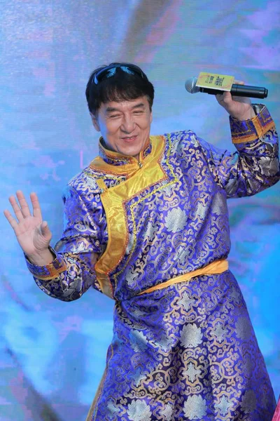 Bintang Kungfu File Hong Kong Jackie Chan Menghadiri Konferensi Pers — Stok Foto