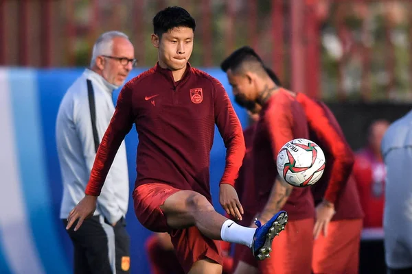 Yang Dari Tim Nasional Sepak Bola Putra Tiongkok Mengambil Bagian — Stok Foto