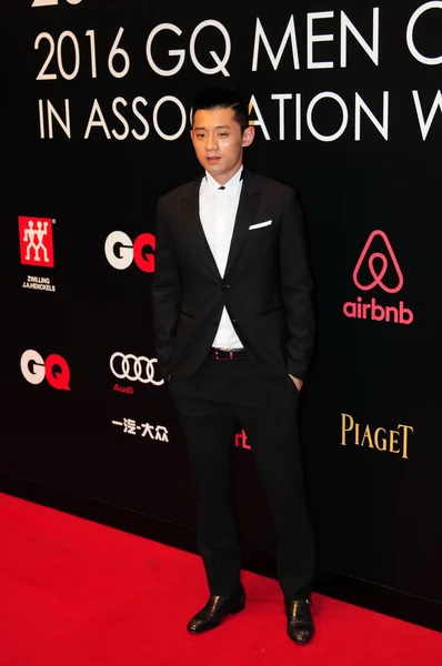 Kinesiska Bordtennisspelare Zhang Jike Anländer Röda Mattan För Prisutdelningen 2016 — Stockfoto